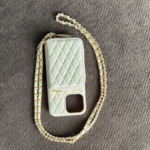NEW Luxurious Quilted Phone Case with Gold Chain